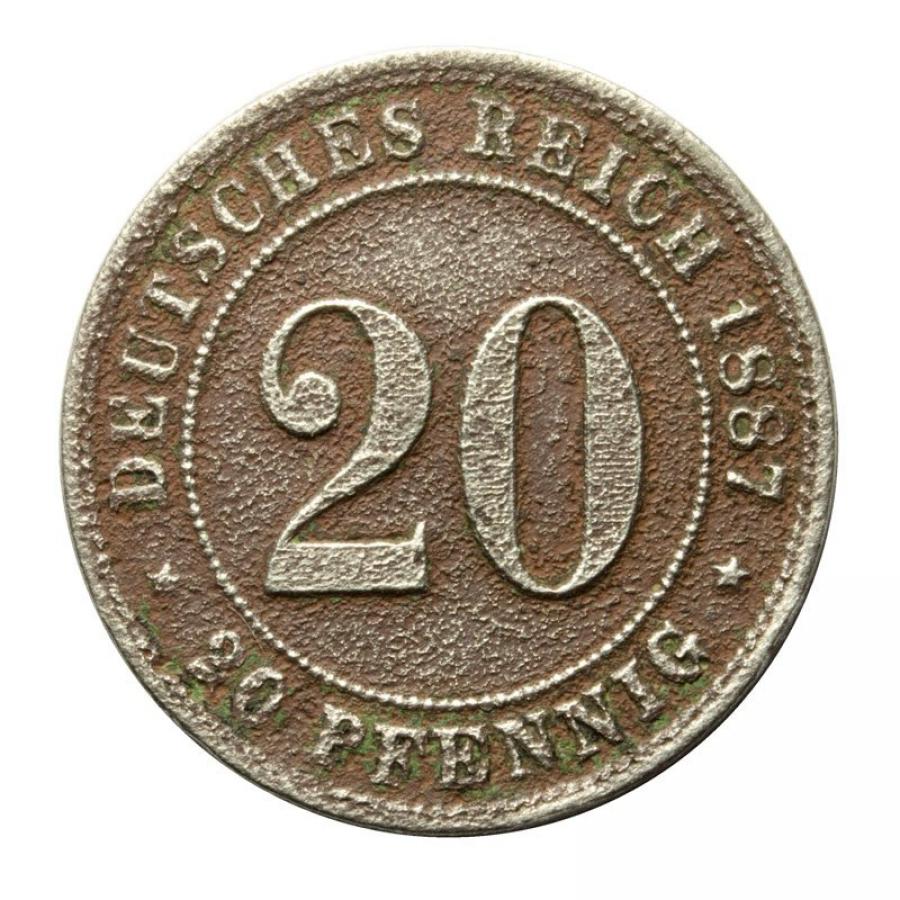 20 pfennig 1887 Frédéric-Guillaume II Allemagne Stuttgart