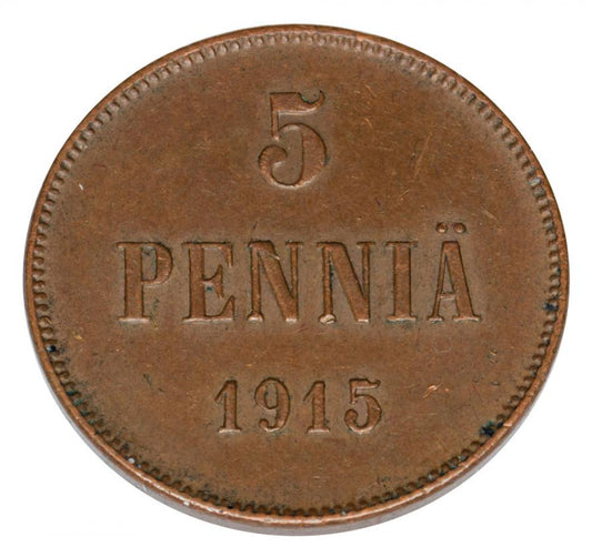 Pièce de 5 pence 1915 Nicolas II Finlande occupation Helsinki