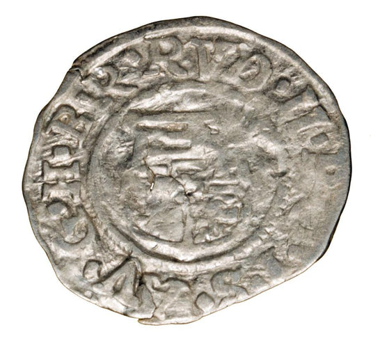 Denier 1587 Rodolphe II Habsbourg Hongrie Kremnica