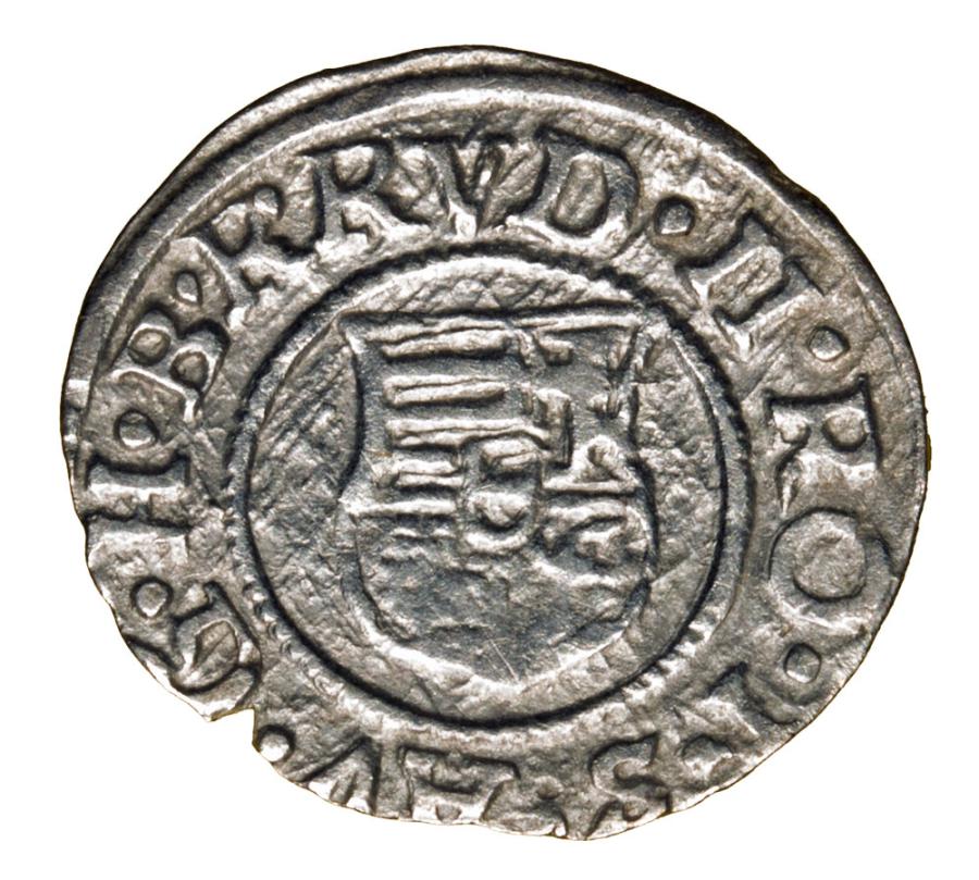 Denier 1585 Rodolphe II Habsbourg Hongrie Kremnica