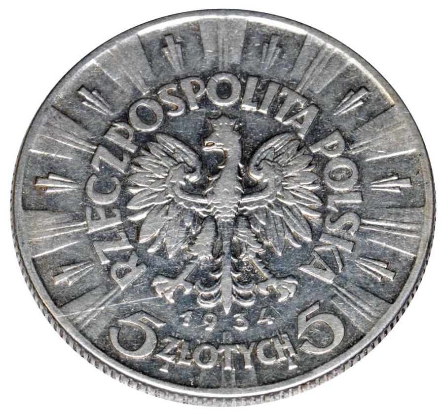 5 zlotys 1934 Deuxième République Polonaise Varsovie Józef Piłsudski