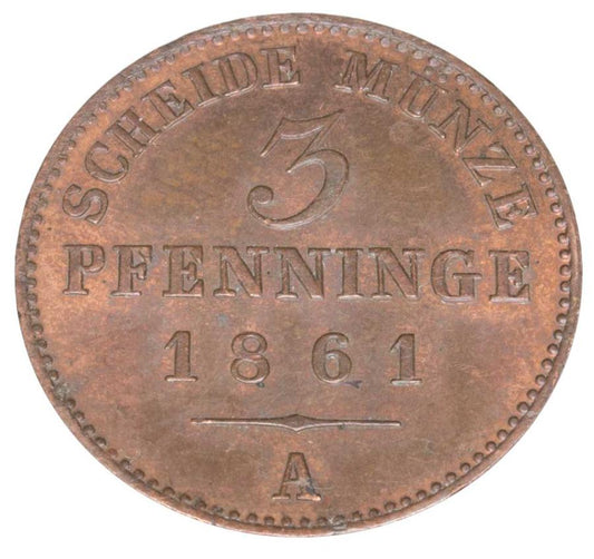 3 pfennig 1861 Wilhelm Ier Hohenzollern Allemagne Berlin A