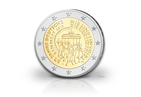 Pièce commémorative allemande de 2 euros 2015, célébrant les 25 ans de l'unité allemande. Atelier de frappe au choix.