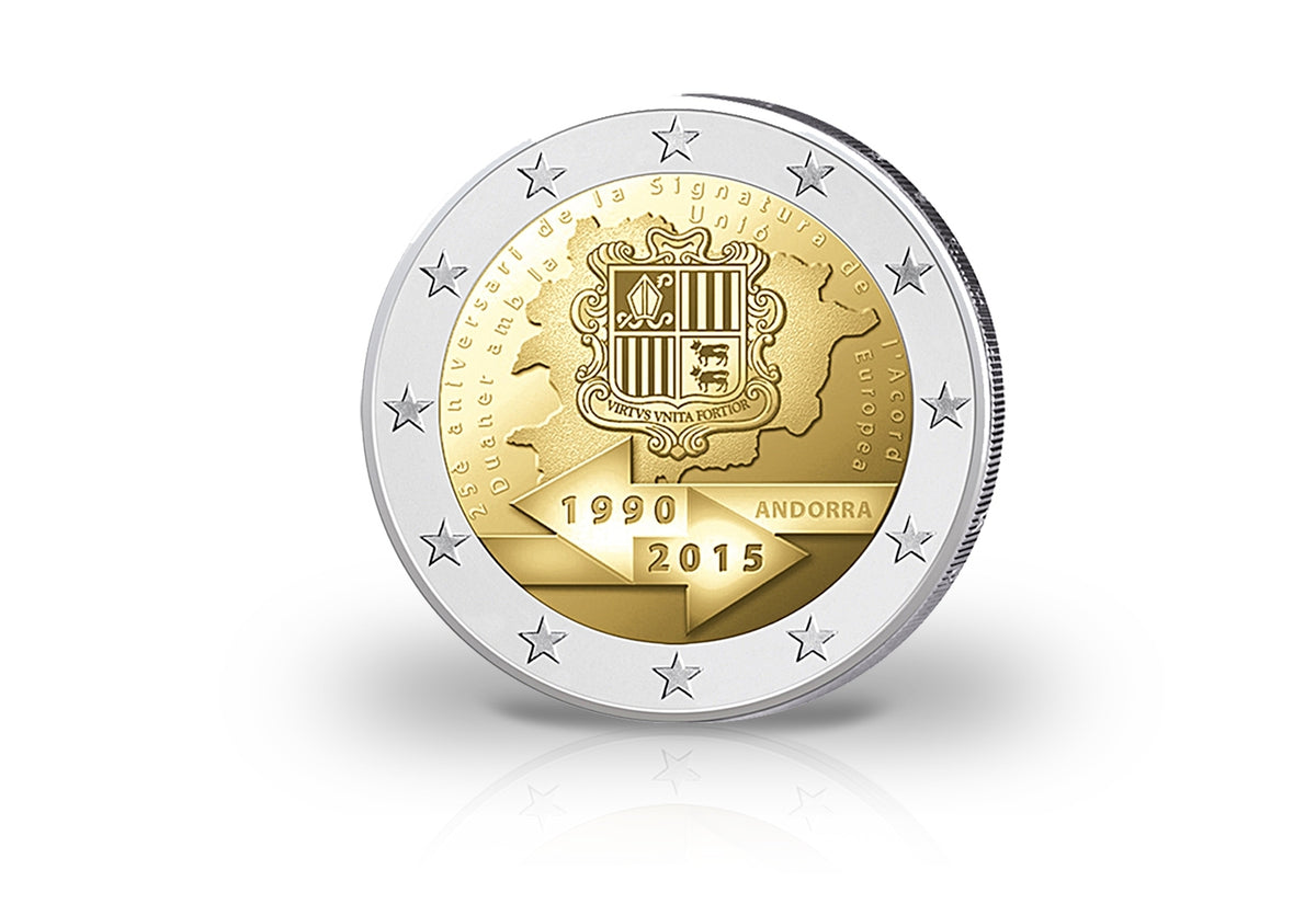 Pièce de 2 euros 2015 Andorre 25 ans d'union douanière avec l'UE en Coincard