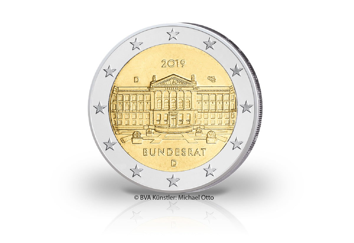 Pièce de 2 euros 2019 Allemagne 70e anniversaire du Conseil fédéral Monnaie de notre choix