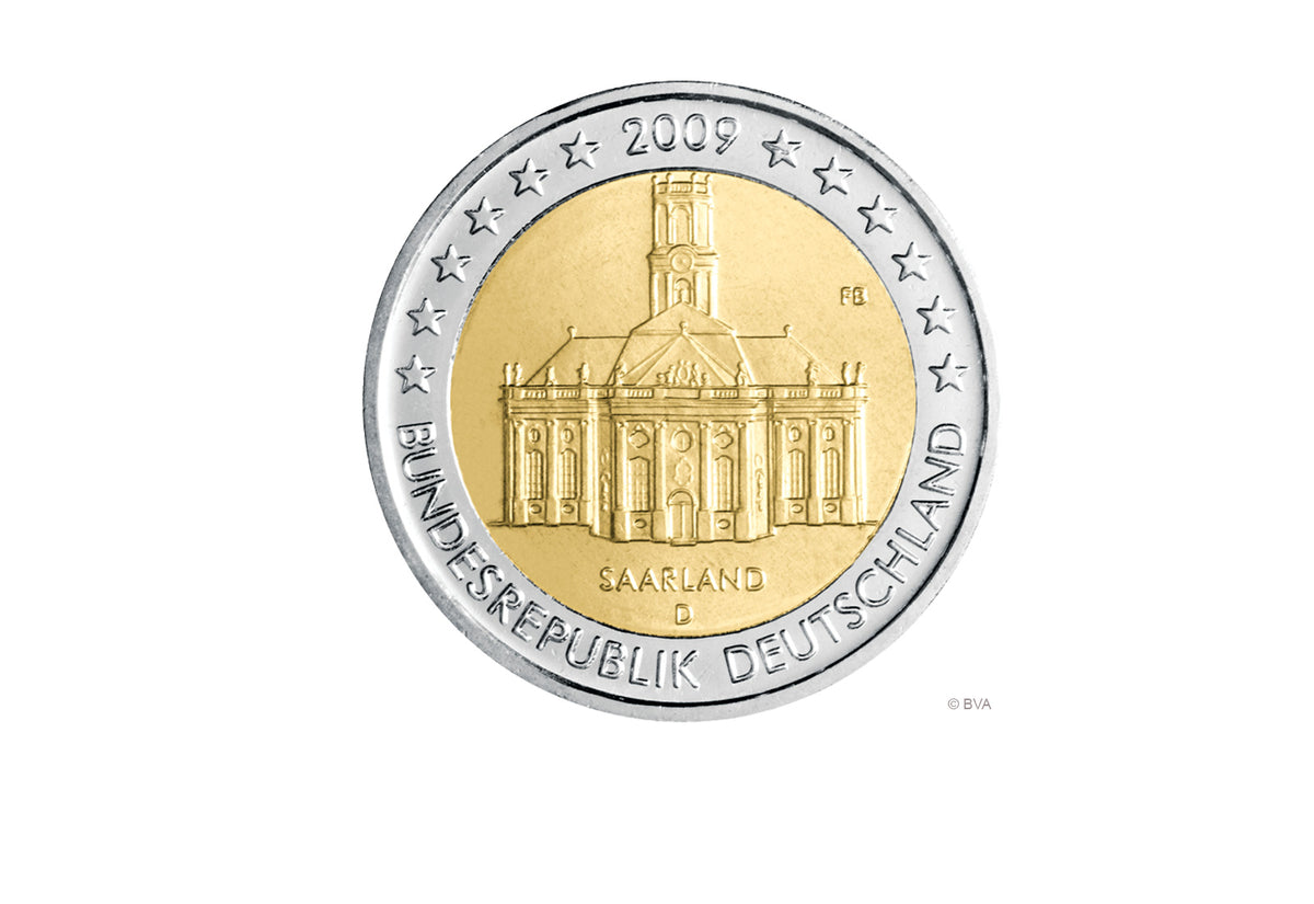 Pièce de 2 euros 2009 Allemagne Sarre Ludwigskirche Monnaie de notre choix