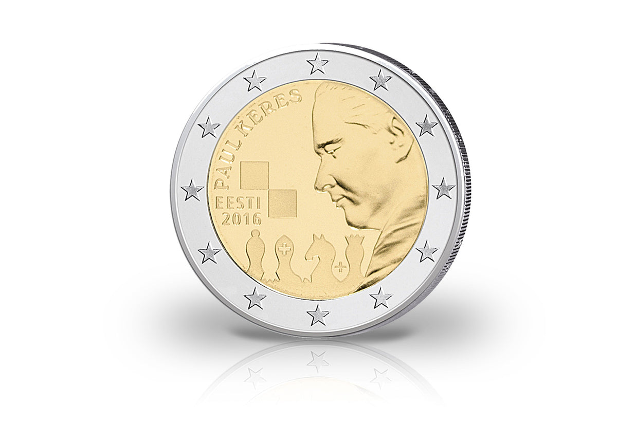 Pièce commémorative de 2 euros 2016, Estonie, centenaire de la naissance de Paul Keres