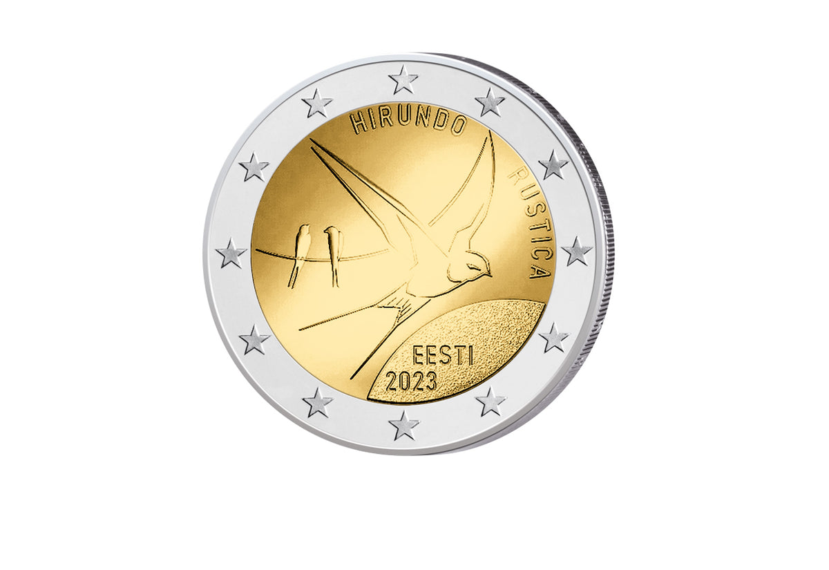 2 Euro 2023 Oiseau national d'Estonie Hirondelle rustique bfr.