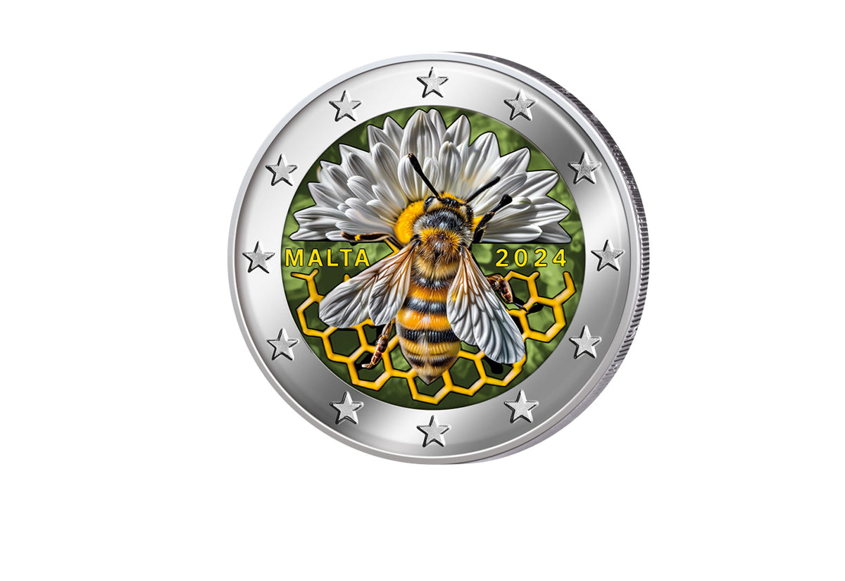 2 euros 2024 Malte L'abeille maltaise avec motif coloré