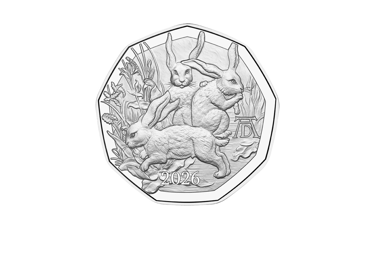Pièce de 5 euros en argent 2026 Autriche - Le Trio des Lièvres de Dürer - Pièce de Pâques