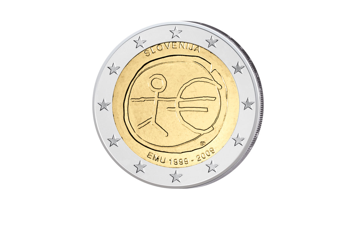 Pièce de 2 euros 2009 Slovénie 10 ans de l'UEM Émission conjointe