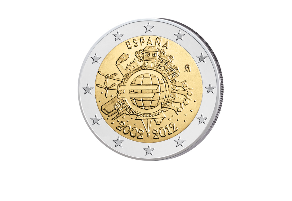 2 euros 2012 Espagne 10 ans espèces