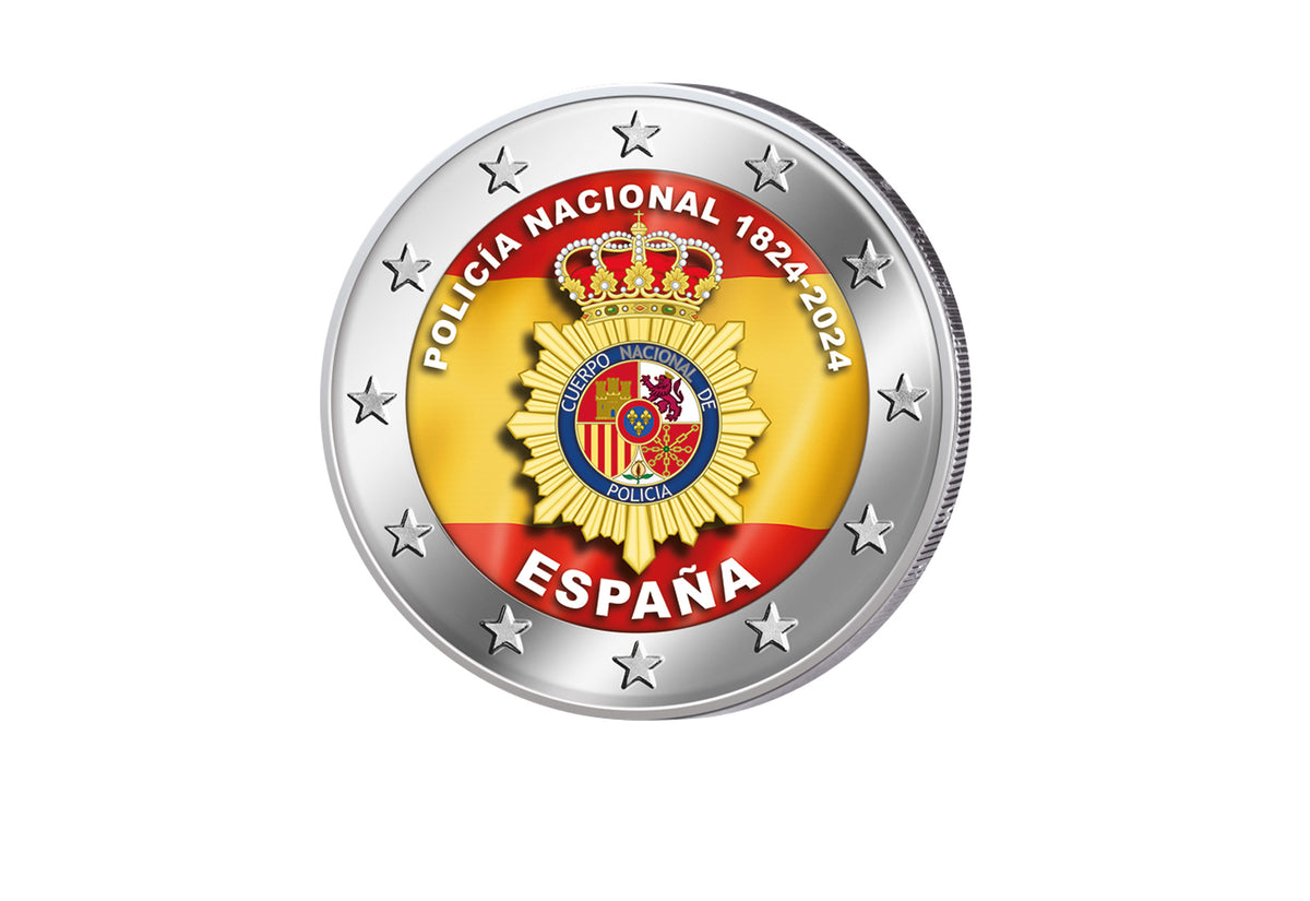2 Euro 2024 Corps de police nationale espagnol avec motif en couleur