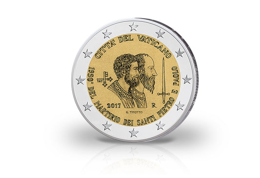 2 euros, commémoration 2017 du Vatican, 1950e anniversaire du martyre de Pierre et Paul, sous blister