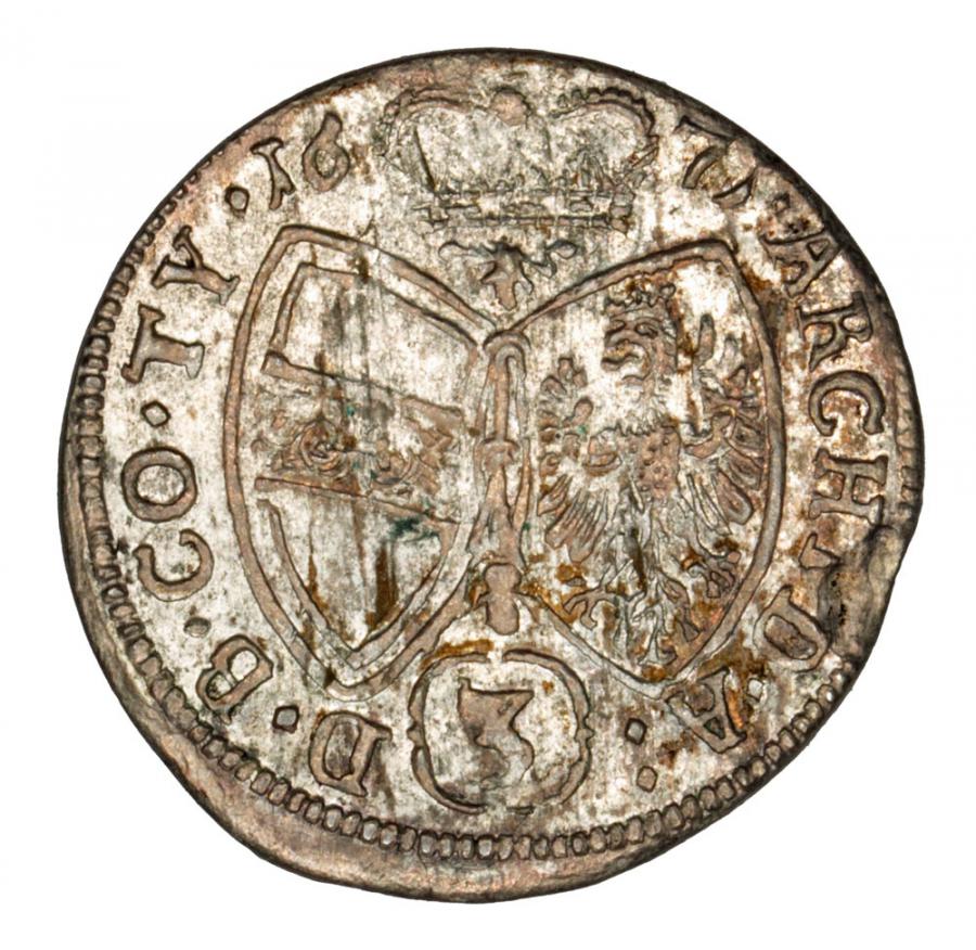 3 krajcary 1671 Léopold I Habsbourg Autriche Tyrol Hall
