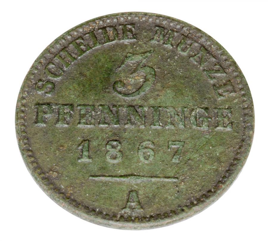 3 pfennig 1867 Guillaume Ier Hohenzollern Prusse Berlin
