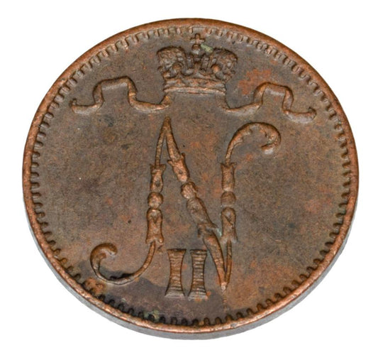 Pièce de 1 penny de 1911, Nicolas II, Finlande, occupation russe, Helsinki