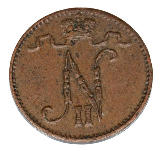 Pièce de 1 penny de 1915 Nicolas II Finlande Occupation russe Helsinki