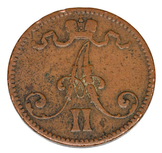 Pièce de 5 pence 1865 Alexandre II Russie Finlande Helsinki