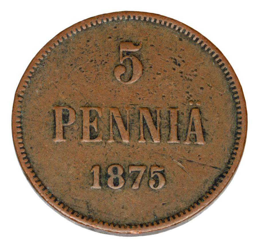 Pièce de 5 pence 1875 Alexandre II Russie Finlande Helsinki