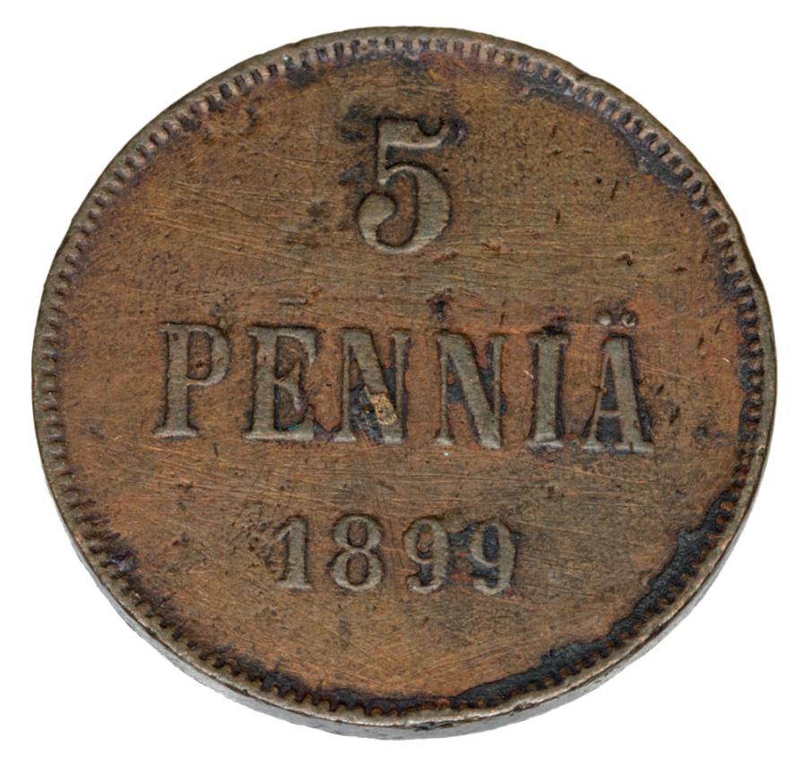 Pièce de 5 pence 1899 Nicolas II Finlande russe Helsinki