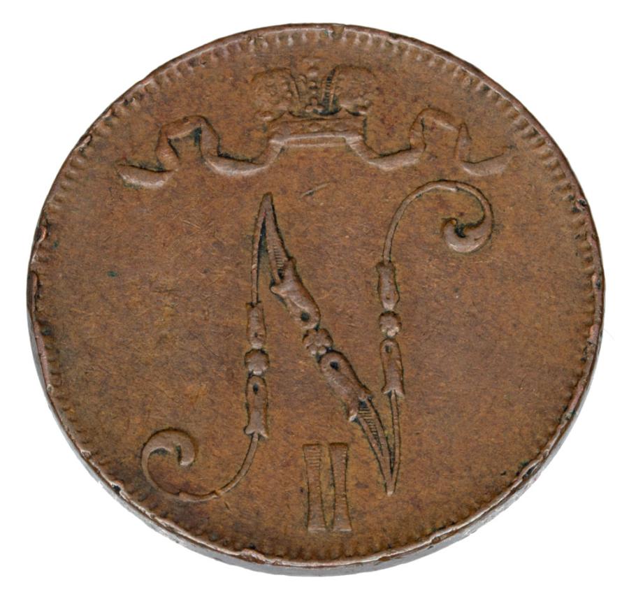 Pièce de 5 pence 1901 Nicolas II Finlande russe Helsinki