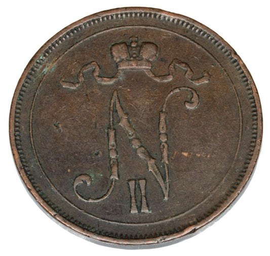 Pièce de 10 pence de 1900 Nicolas II, Finlande russe, Helsinki