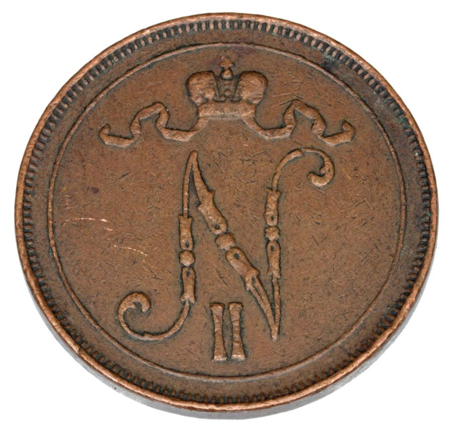 Pièce de 10 pence de 1912 Nicolas II, Finlande russe, Helsinki