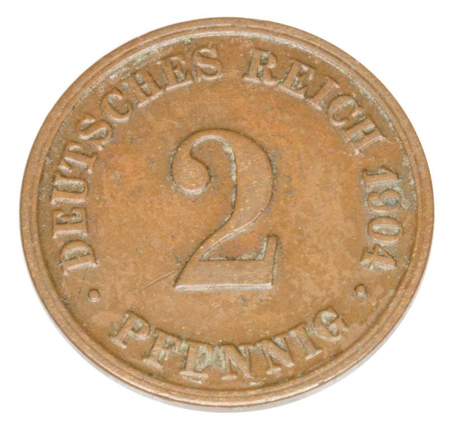 2 pfennig 1904 Guillaume II Hohenzollern Allemagne Munich D