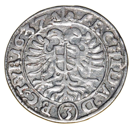 3 krajcary 1637 Ferdinand III Habsbourg Silésie Wrocław