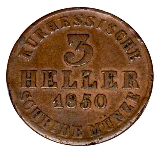 3 Hellers 1850 Frédéric Guillaume Ier Allemagne Hesse Cassel