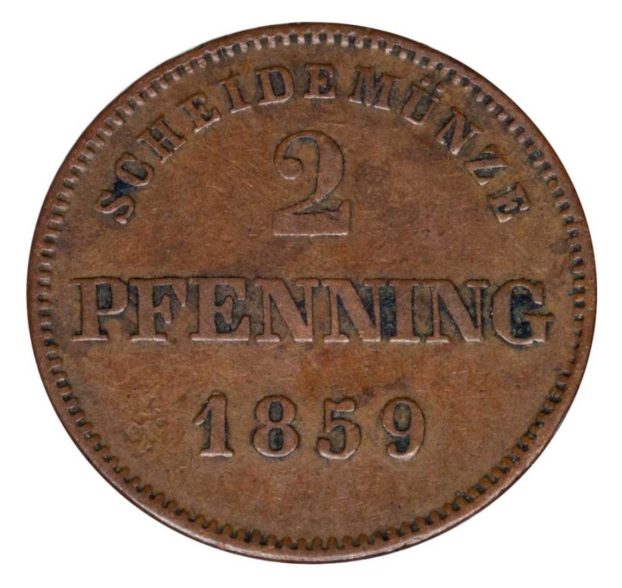 2 pfennigs 1859 Maximilien II Allemagne Bavière