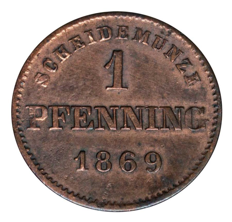 1 pfennig 1869 Louis II de Bavière Allemagne