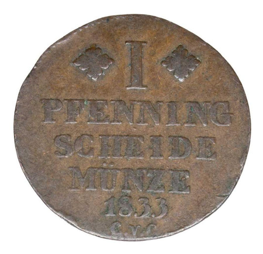 1 pfennig 1833 Wilhelm Allemagne Brunswick