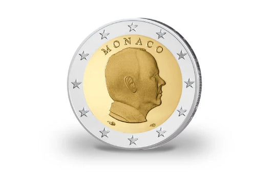 Monaco, pièce de 2 euros en circulation, Prince Albert II. Année et date d'élection avant le.