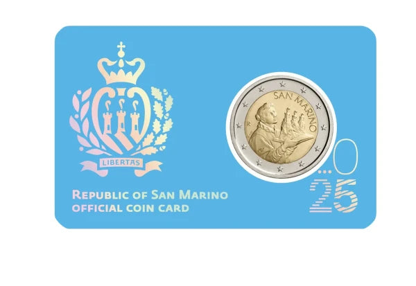 Pièce de 2 euros de Saint-Marin de 2025 en circulation, sous Coincard