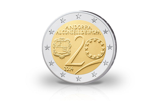 2 euros 2014 Andorre 20e anniversaire Conseil de l'Europe sous blister