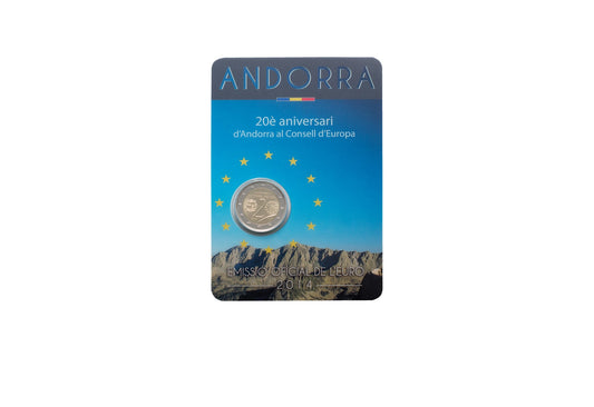 2 euros 2014 Andorre 20e anniversaire Conseil de l'Europe sous blister