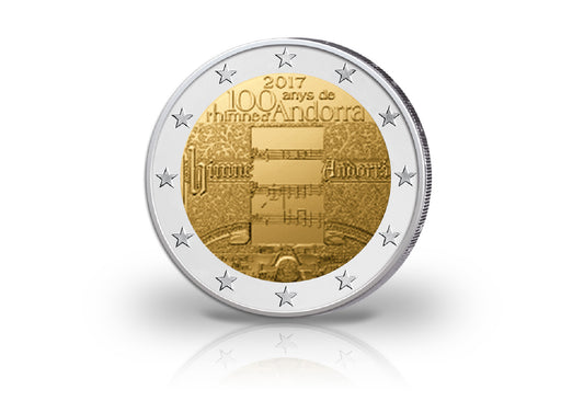 Pièce de 2 euros 2017 Andorre 100 ans Hymne d'Andorre en Coincard
