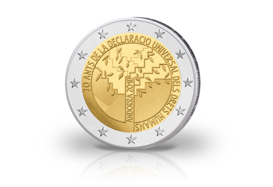 2 euros 2018 Andorre 70 ans de droits de l'homme, emballage blister
