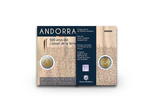 2 Euro 2019 Andorre 600 Ans Consell de la Terra st sous blister