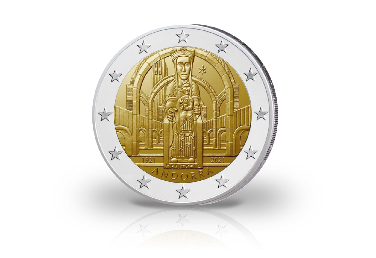 Pièce de 2 euros 2021 Andorre 100e anniversaire du couronnement de Notre-Dame de Meritxell en Coincard
