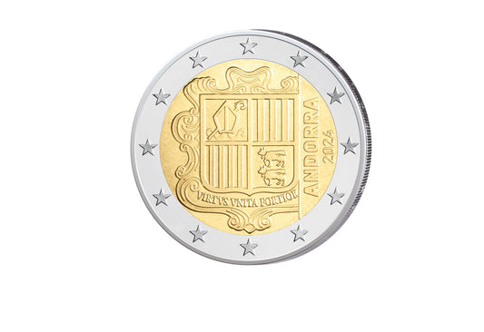 Pièce de 2 euros d'Andorre, blason, année de notre choix, bfr.