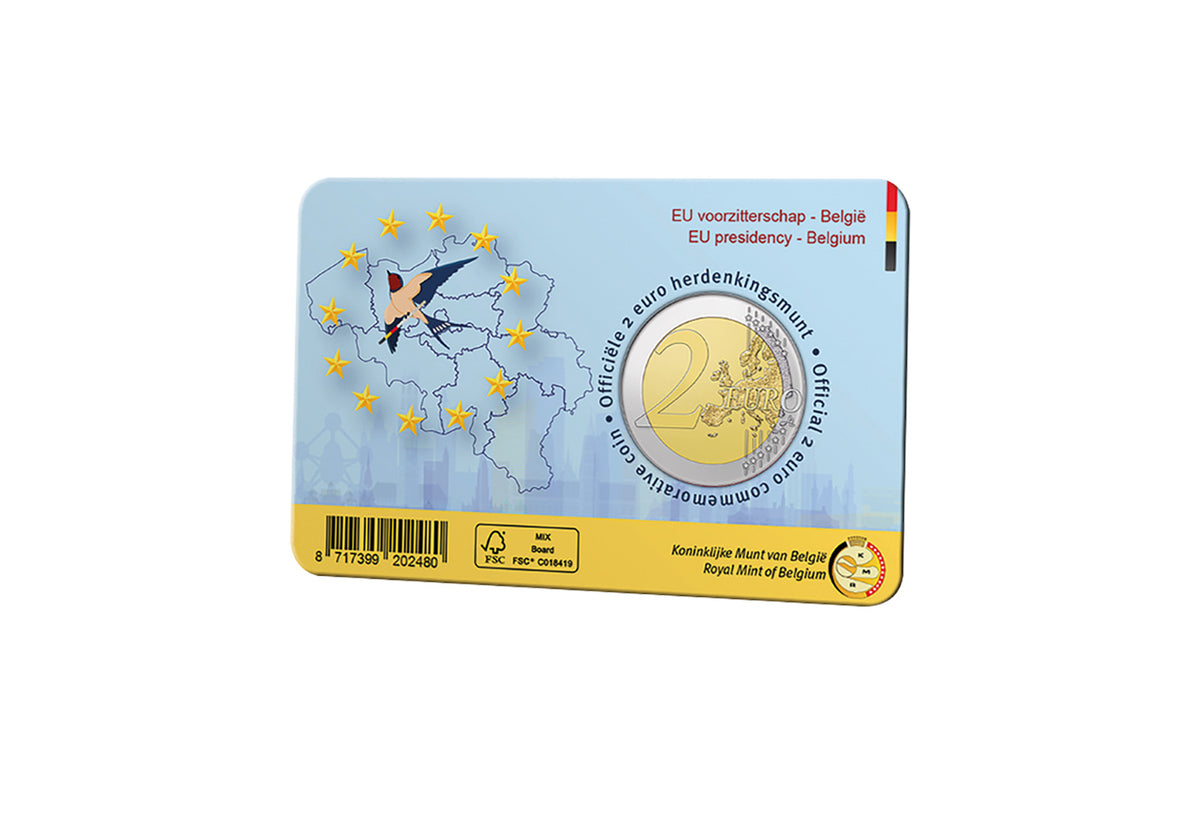 2 euros Belgique 2024 Présidence du Conseil de l'UE en Coincard st