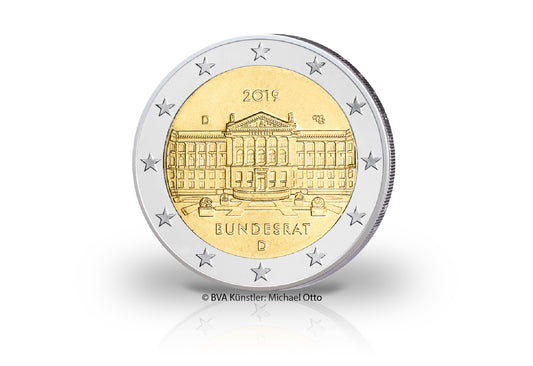 Pièce de 2 euros 2019 Allemagne 70e anniversaire du Conseil fédéral Monnaie de notre choix