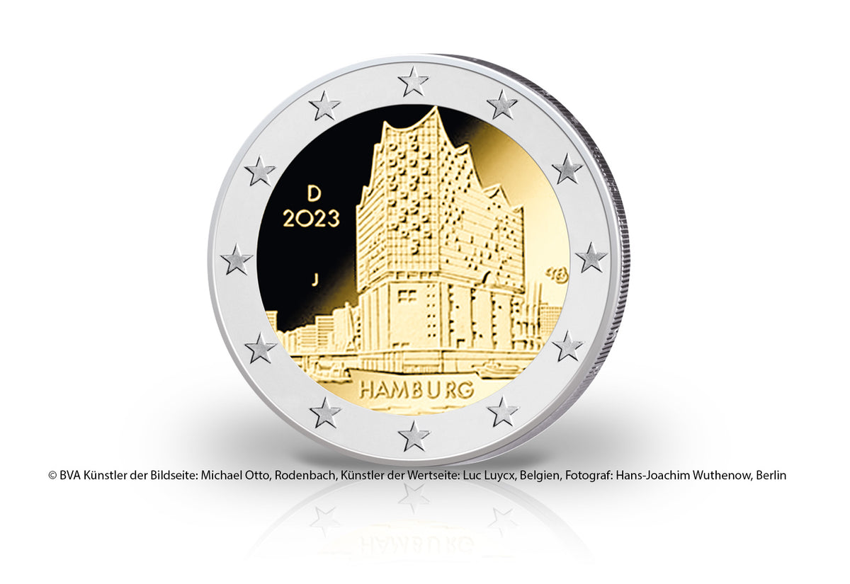 2 euros 2023 Allemagne Hambourg Elbphilharmonie Monnaie et élections