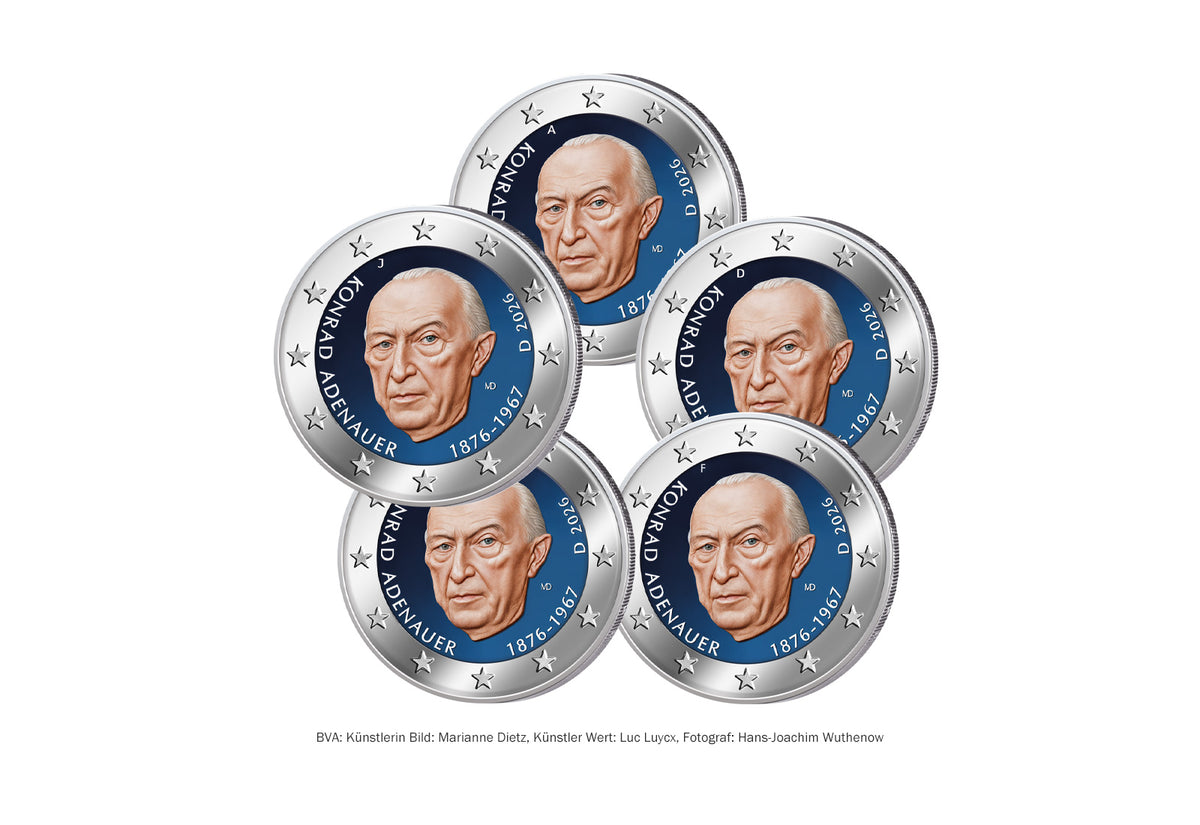 2 euros 2026 Allemagne Konrad Adenauer A-J avec application couleur