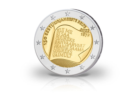 2 euros 2022 Estonie 150e anniversaire de la fondation de la Société littéraire estonienne