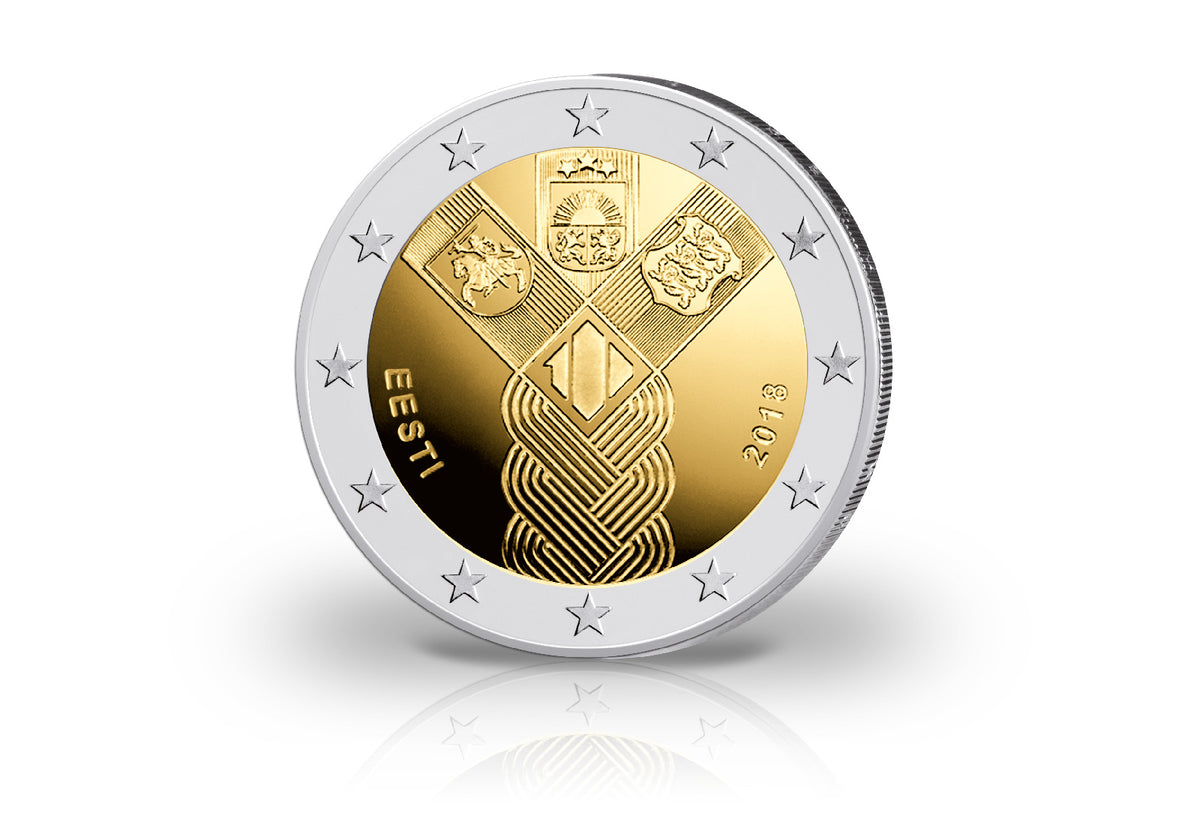 Pièce de 2 euros 2018 Estonie 100 ans d'indépendance Émission conjointe balte