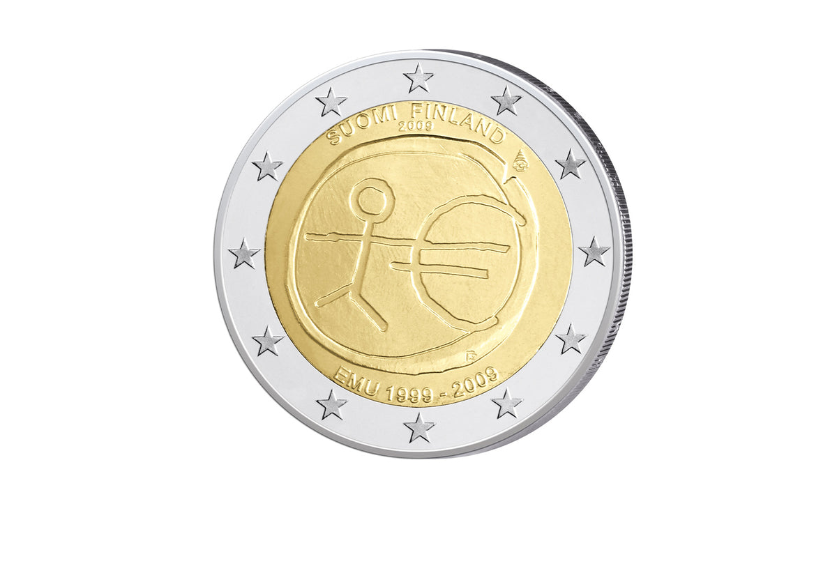 Pièce de 2 euros 2009 Finlande 10 ans d'UEM Émission conjointe
